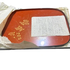 Khay Sơn Mài Nhật Bản Truyền Thống – Sơn Đỏ Vermilion – Có Hộp Gốc
